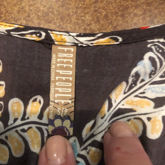 Free People Cap-Sleeve Baby Doll Waist Floral Print Top Sz S - Picture 9 of 12